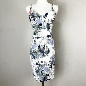 ERDEM White and Blue Floral Dress